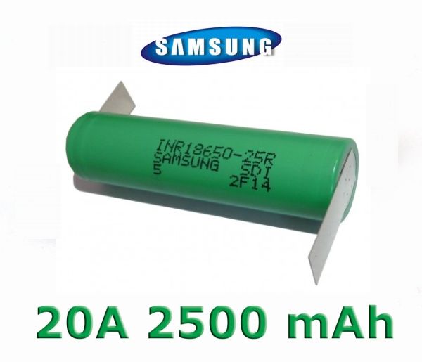 Baterie Samsung INR 18650-25R Li-Ion 2500mAh 20A - vývody