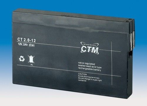 Olověný gelový akumulátor 12V / 2Ah, rozměr 151 x 20 x 89mm CTM Components GmbH, Německo