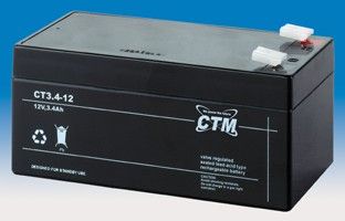 Olověný gelový akumulátor 12V / 3,4Ah, rozměr 134 x 67 x 66mm CTM Components GmbH, Německo