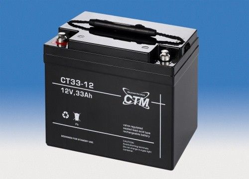 Olověný gelový akumulátor 12V / 33Ah, rozměr 195 x 130 x 162mm CTM Components GmbH, Německo