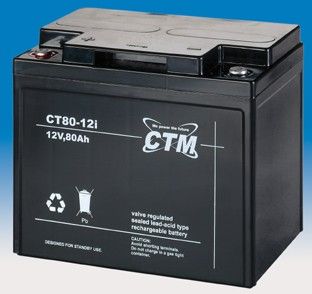 Olověný gelový akumulátor 12V / 80Ah, rozměr 260 x 168 x 216mm CTM Components GmbH, Německo