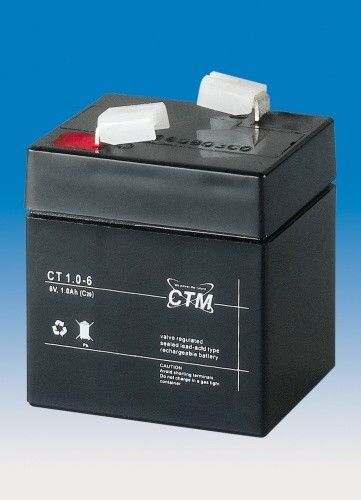 Olověný gelový akumulátor 6V / 1Ah, rozměr 50 x 42 x 57mm CTM Components GmbH, Německo